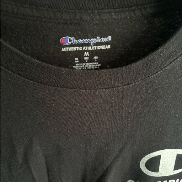 Champion Mens T-Shirt Graphic Logo Print Front & Back Black - Picture 6 of 7